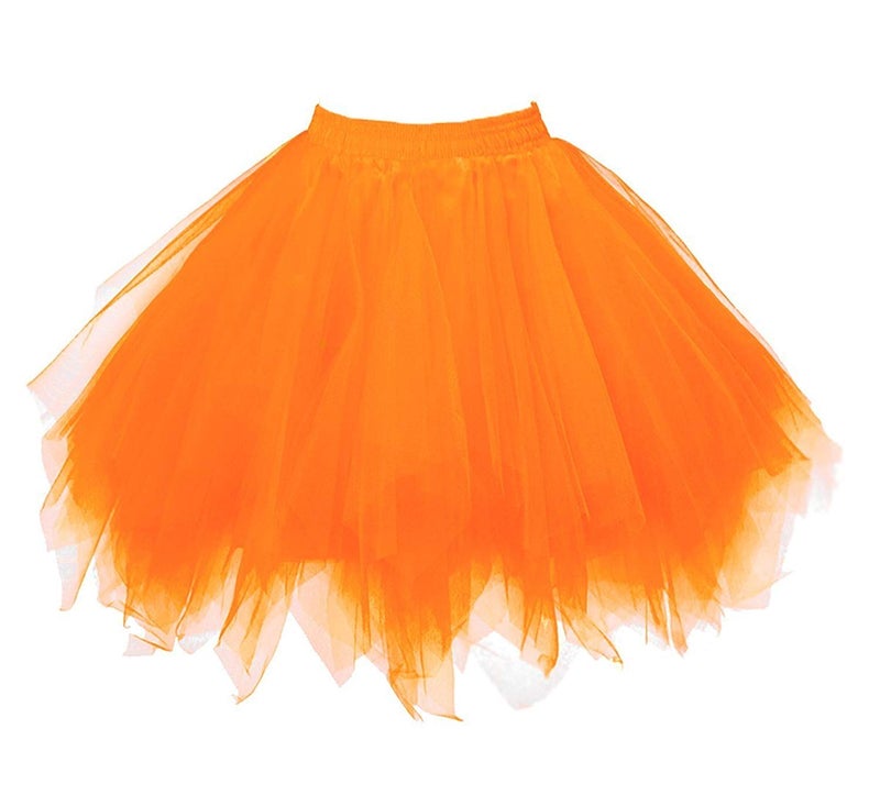 ChicWind Womens Orange Plus Size Puffy Tutu Layered Tulle Petticoat Skirt - Image 1